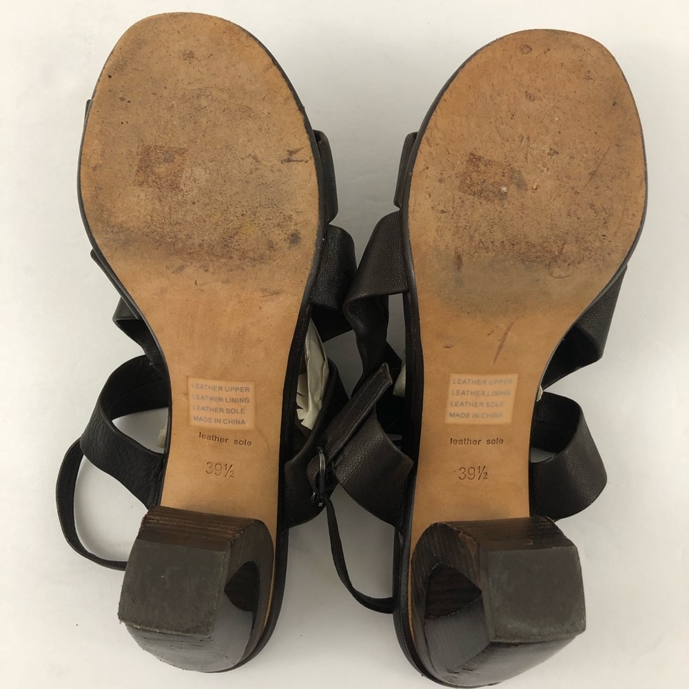 Audley London Sandals Womens 9.5 Brown Strappy Leather Cutout Heels Slingback - Picture 10 of 13